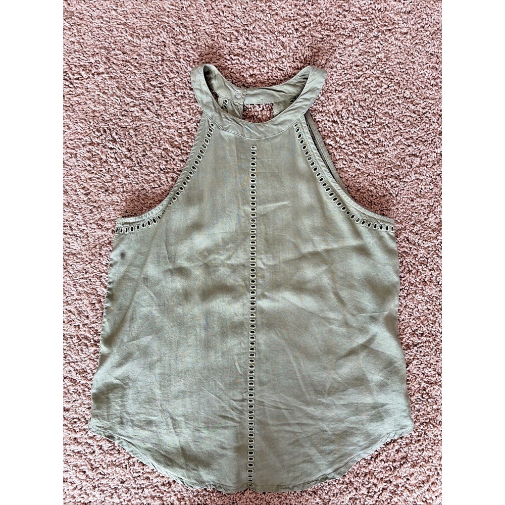 Cloth & Stone Olive‎ Green Halter Cut Out Detail Keyhole Back Tank Top Shirt XS